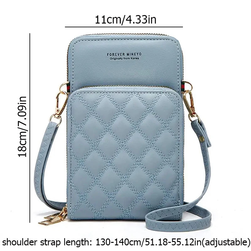 Mini bolsa de couro PU para mulheres, Bolsa Crossbody, Carteira, Bolsa de ombro