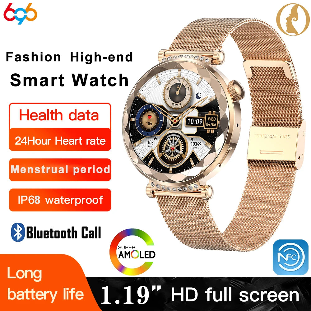 Relógios inteligentes tela amoled feminino / 2 Braceletes