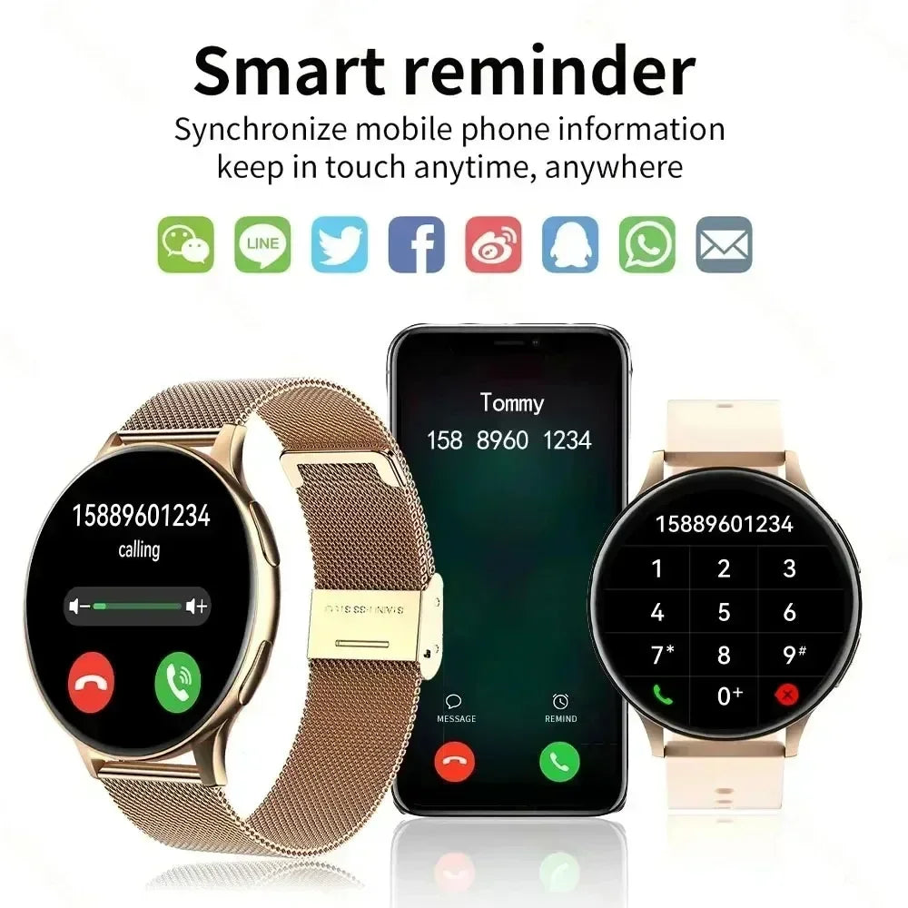 Smartwatch tela redonda AMOLED Bluetooth relógios inteligentes para mulheres /2 Braceletes