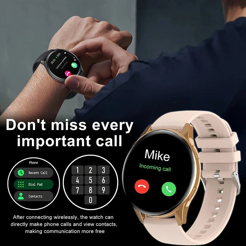 Smartwatch tela redonda AMOLED Bluetooth relógios inteligentes para mulheres /2 Braceletes