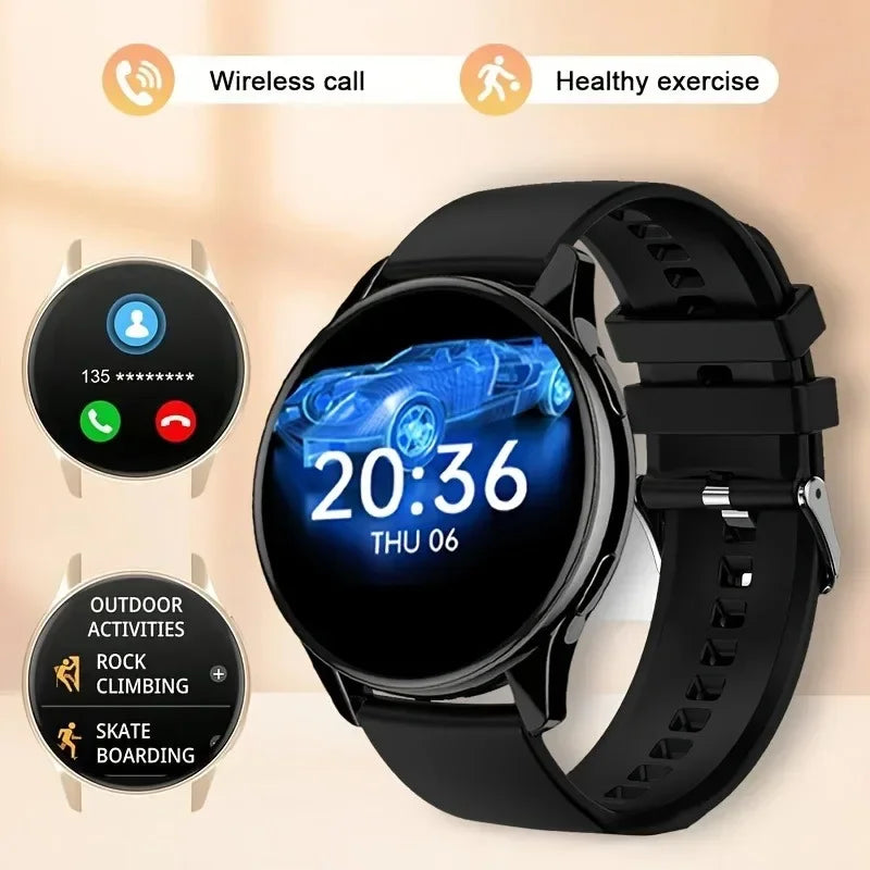 Smartwatch tela redonda AMOLED Bluetooth relógios inteligentes para mulheres /2 Braceletes