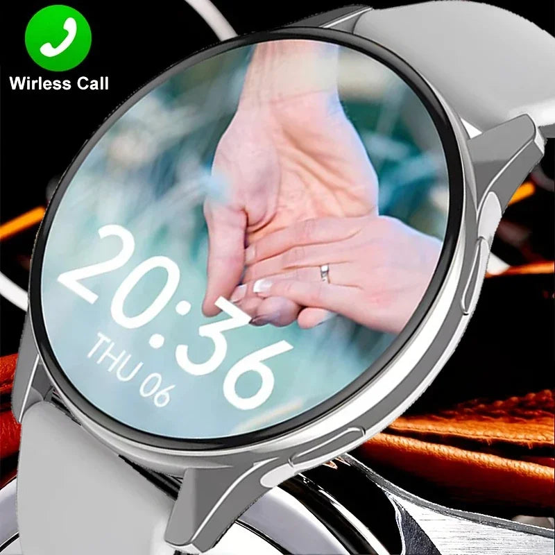 Smartwatch tela redonda AMOLED Bluetooth relógios inteligentes para mulheres /2 Braceletes