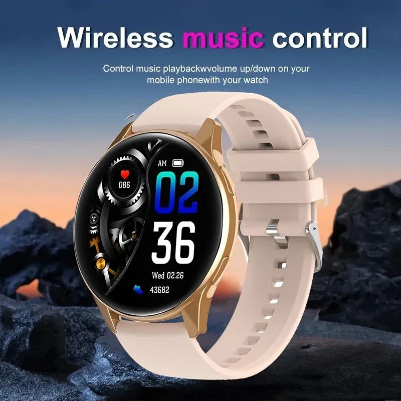 Smartwatch tela redonda AMOLED Bluetooth relógios inteligentes para mulheres /2 Braceletes