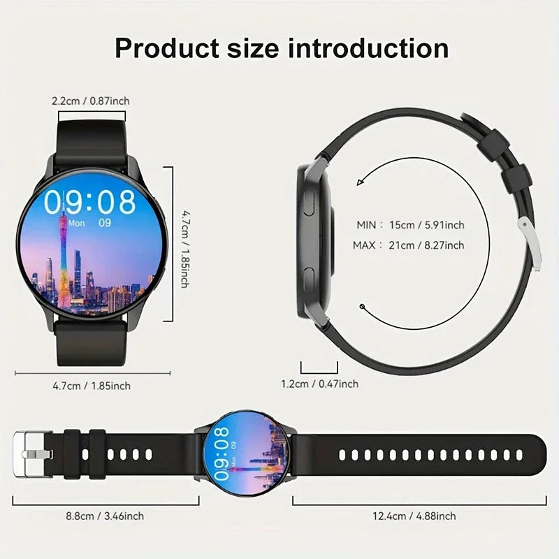 Smartwatch tela redonda AMOLED Bluetooth relógios inteligentes para mulheres /2 Braceletes